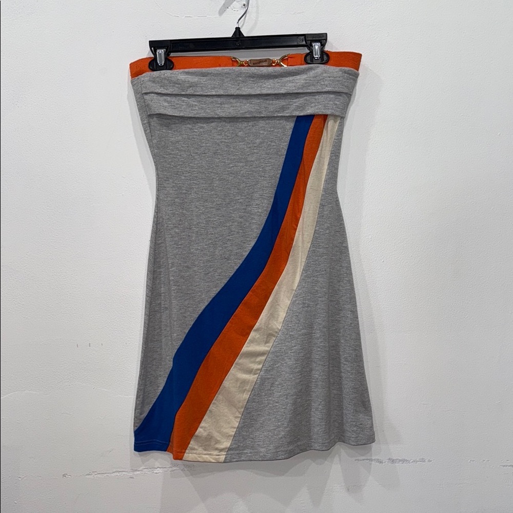 Rocawear Strapless Gray Dress with Colorful Stripes